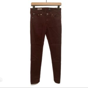 AG Adriano Goldschmied | Maroon Burgundy Stilt Cigarette Leg Pants Women’s 26R